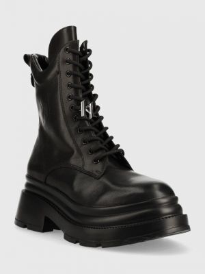 Kožne čizme s platformom Karl Lagerfeld crna