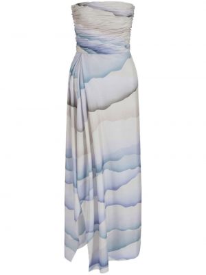 Копринена коктейлна рокля с абстрактен десен Giorgio Armani синьо