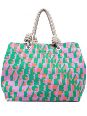 Nákupná taška s potlačou s abstraktným vzorom Karl Lagerfeld zelená