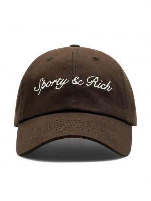 Medvilninis siuvinėtas kepurė su snapeliu Sporty & Rich ruda