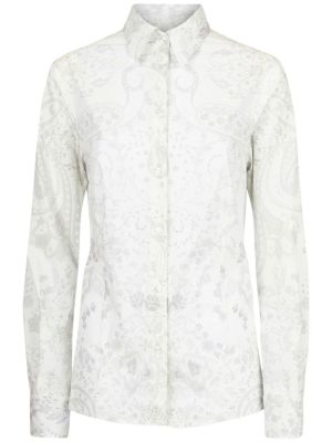 Памучна риза с принт с пейсли десен Etro бяло