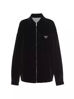 Бархатная джинсовая блузонная куртка Prada черный