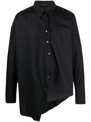 Asimetriška medvilninė marškiniai Ann Demeulemeester juoda