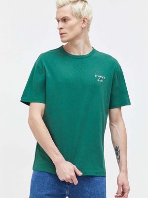Тениска с дълъг ръкав с апликация Tommy Jeans зелено