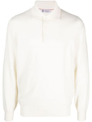 Кашмирена поло тениска Brunello Cucinelli бяло