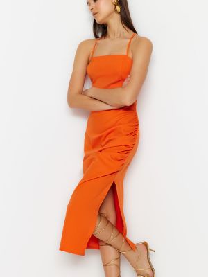 Вечернее платье с драпировкой Trendyol оранжевое