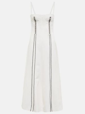 Lniana sukienka midi wełniana Chloã© biała