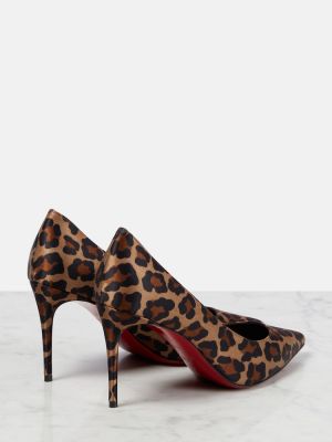 Pantofi cu toc din satin cu imagine cu model leopard Christian Louboutin
