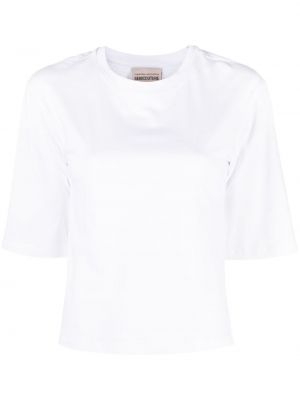 Bombažna majica z okroglim izrezom Semicouture bela
