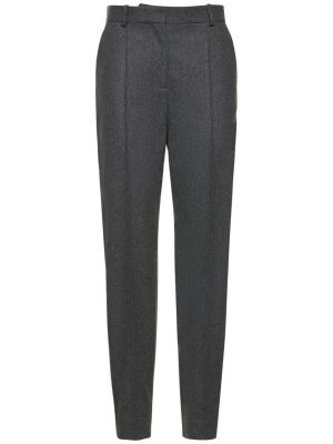 Plisované vlněné kalhoty Totême šedé