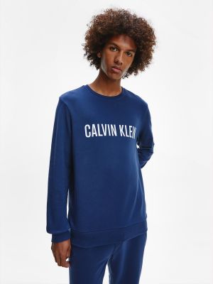 Mikina s kapucí Calvin Klein Jeans modrá