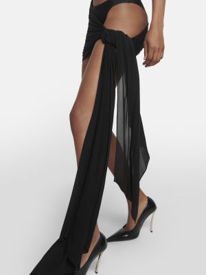 Mini robe asymétrique en crêpe Mugler noir