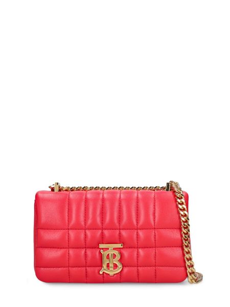 Bolsa de hombro de cuero Burberry rojo