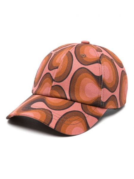 Памучна шапка с козирки с принт Dries Van Noten розово
