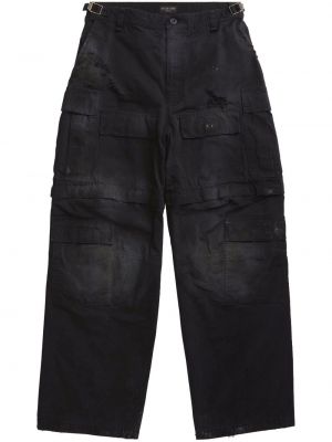 Cargo hlače s izlizanim efektom Balenciaga crna