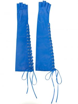 Rękawiczki sznurowane skórzane koronkowe Manokhi niebieskie
