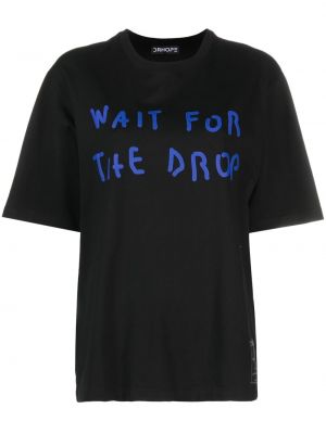 Βαμβακερή μπλούζα με σχέδιο Drhope μαύρο