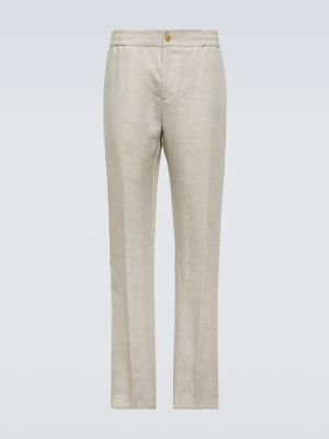 Lanene ravne hlače Etro bela
