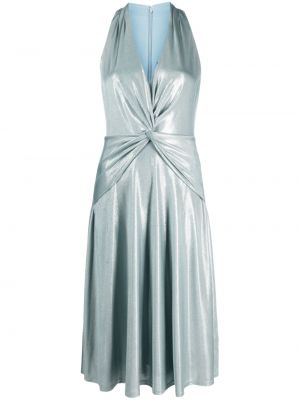 Миди рокля без ръкави с v-образно деколте Lauren Ralph Lauren синьо