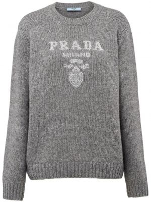Szary sweter z kaszmiru Prada