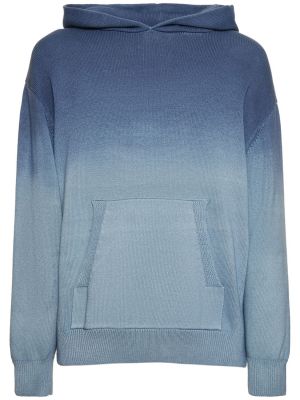 Hoodie en coton en tricot à motif dégradé Msgm bleu