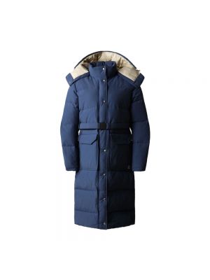 Pikowany płaszcz zimowy z kapturem The North Face niebieski
