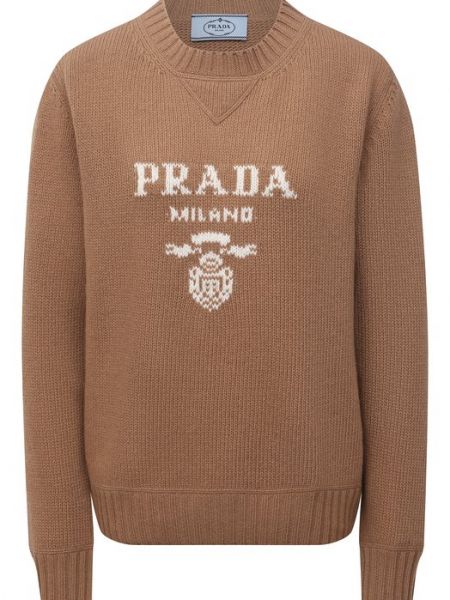 Кашемировый шерстяной свитер Prada бежевый