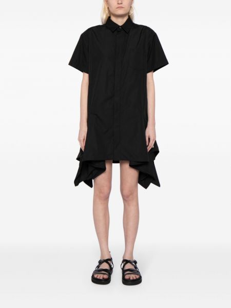 Plisované asymetrické šaty Sacai černé