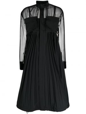 Průsvitné koktejlové šaty Sacai černé