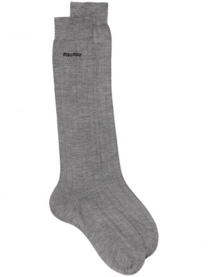 Копринени чорапи Miu Miu сиво
