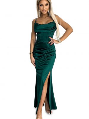 Zielona satynowa sukienka długa Numoco