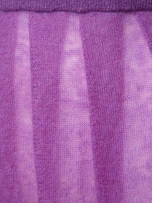 Mohérová plisovaná priehľadná midi sukňa Auralee béžová