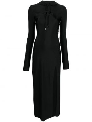 Μάξι φόρεμα με κουκούλα Diesel μαύρο