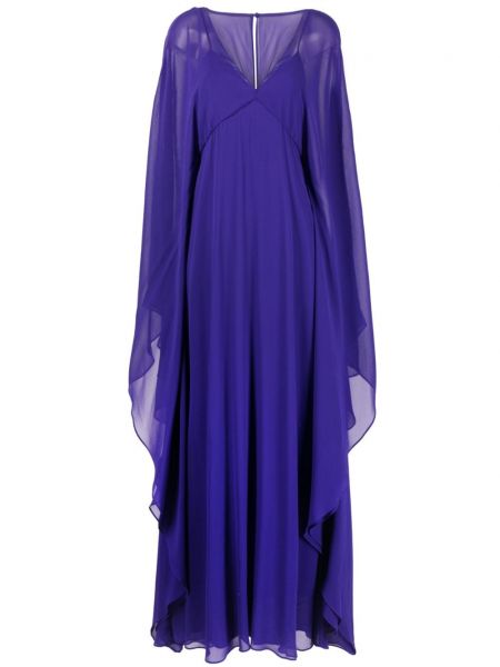 Drapované hedvábné večerní šaty Max Mara fialové
