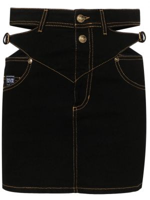Φούστα τζιν με αγκράφα Versace Jeans Couture μαύρο