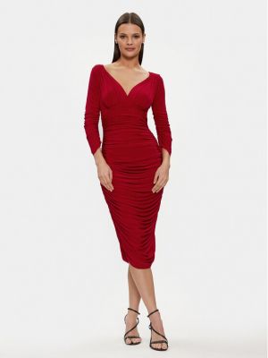 Коктейлна рокля slim Norma Kamali червено