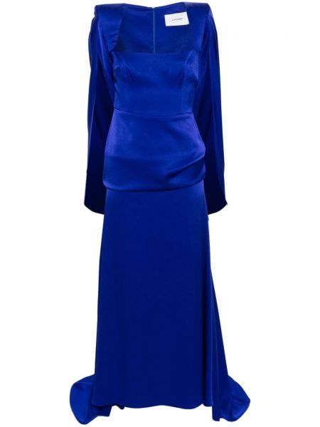 Сатенена вечерна рокля Alex Perry синьо