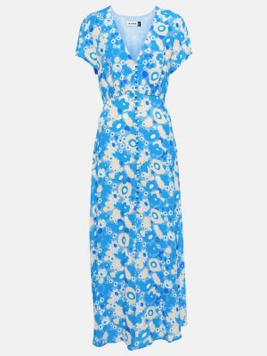 Sukienka midi w kwiatki Rixo niebieska
