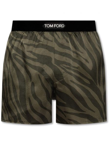 Zīda bokseršorti ar apdruku ar zebras rakstu Tom Ford zaļš