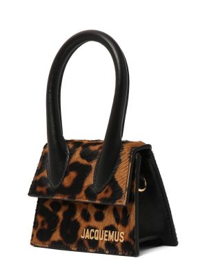 Bolso clutch de cuero con estampado leopardo Jacquemus