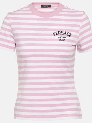 Jersey gestreifte t-shirt aus baumwoll Versace