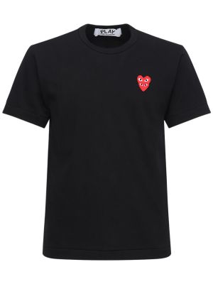 T-shirt i jersey med hjärtmönster Comme Des Garçons Play svart