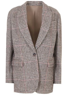 Шерстяной пиджак Brunello Cucinelli коричневый