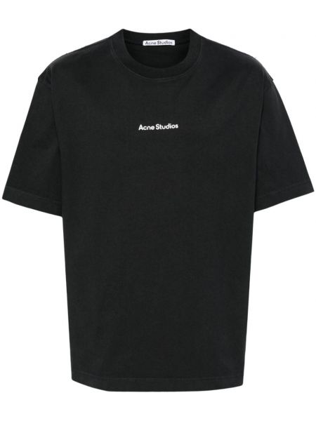 T-shirt en coton à imprimé Acne Studios noir
