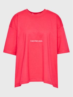 Majica bootcut Calvin Klein Jeans ružičasta
