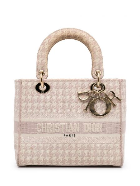 Houndstooth-mustriga kott Christian Dior Pre-owned roosa