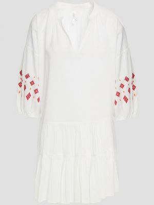 Бавовняне плаття міні з вишивкою Seafolly, біле