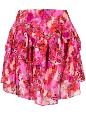 Květinové vzorované sukně s volány Iro - růžová