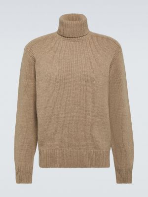 Кашемировый шерстяной свитер с высоким воротником Polo Ralph Lauren коричневый