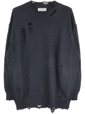 Памучен пуловер с протрити краища Yohji Yamamoto черно